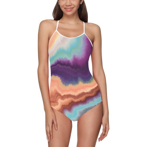 Waves digital tie dye ABS Strap Swimsuit ( Model S05)