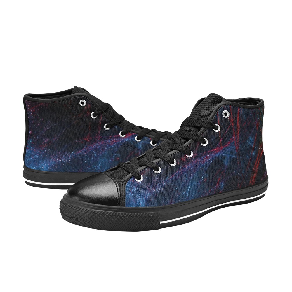 Abstract Men’s Classic High Top Canvas Shoes (Model 017)