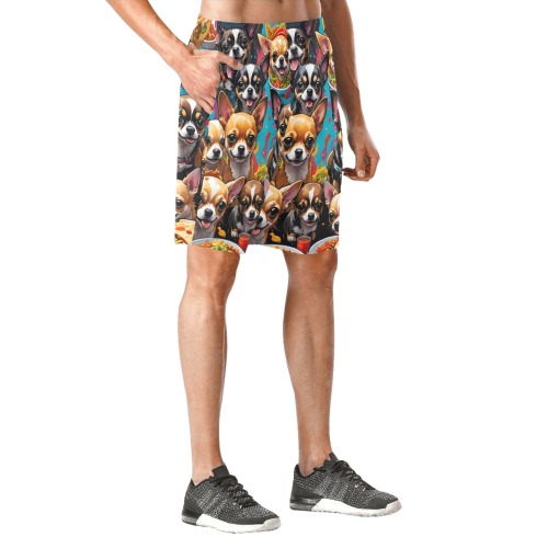 CHIHUAHUAS EATING MEXICAN FOOD 2 Men's All Over Print Elastic Beach Shorts (Model L20)