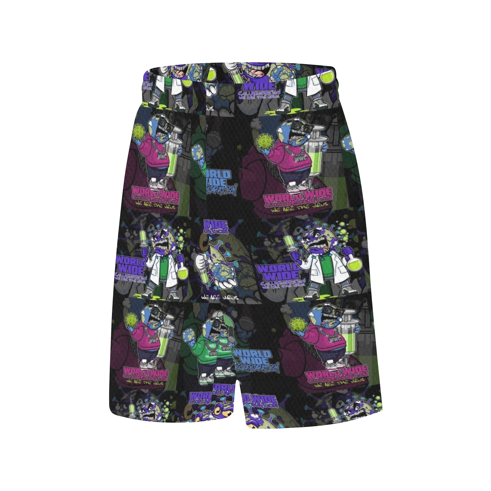 wwcfam All Over Print Basketball Shorts with Pocket