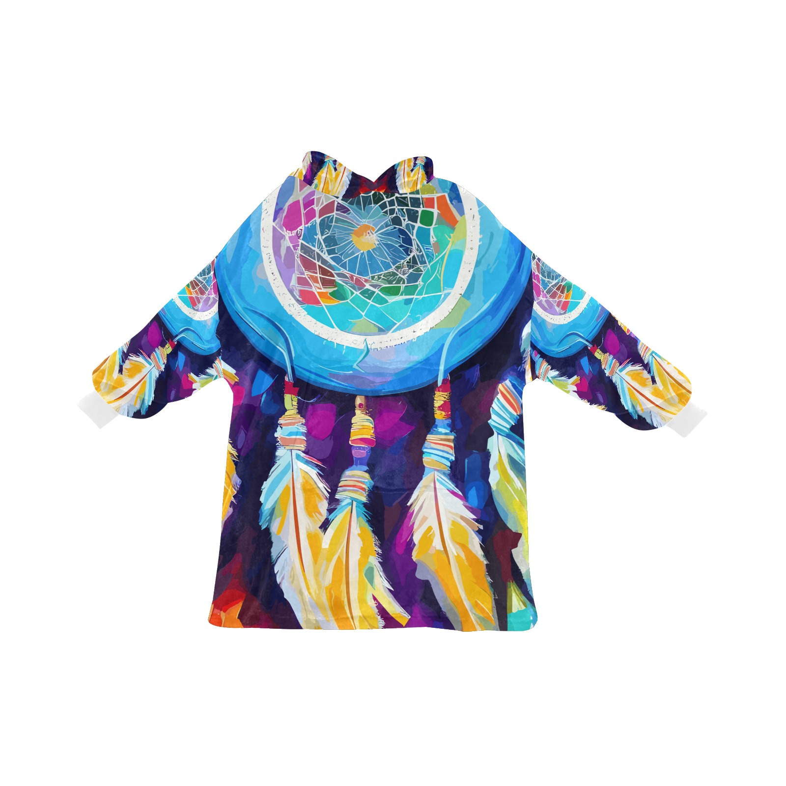 Blue dreamcatcher, purple background colorful art. Blanket Hoodie for Women