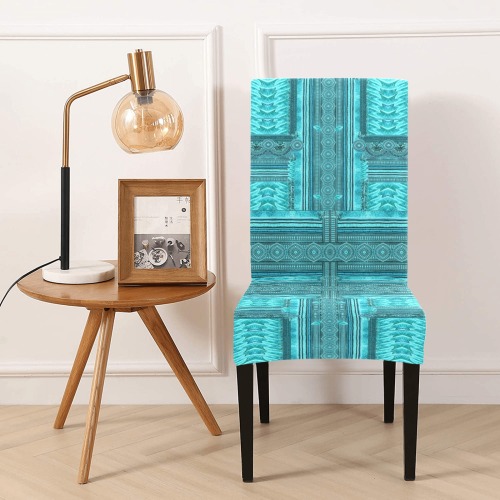 greec mosaic blue turquoise Removable Dining Chair Cover