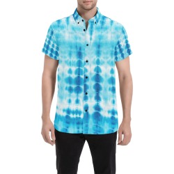 Blue Tie Dye Men's All Over Print Short Sleeve Shirt (Model T53)