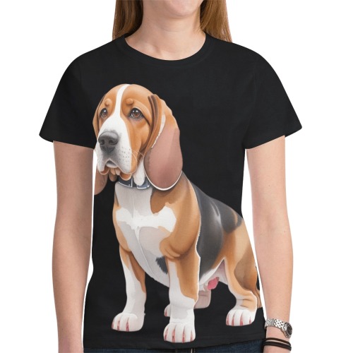 Basset Hound New All Over Print T-shirt for Women (Model T45)