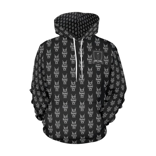 DIONIO Clothing - Tha Boogiewoogie Man Black & White Repeat Crossswords Logo) Hoodie All Over Print Hoodie for Men (USA Size) (Model H13)