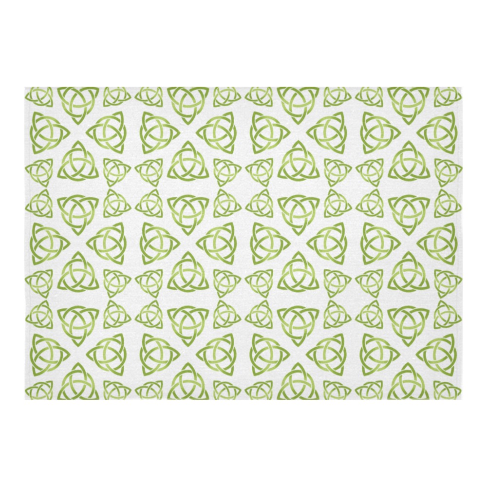 Green Triquetra Pattern Cotton Linen Tablecloth 60"x 84"