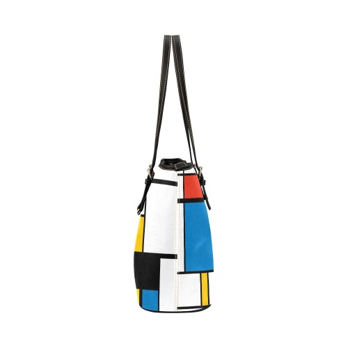 Mondrian De Stijl Modern Leather Tote Bag/Large (Model 1651)