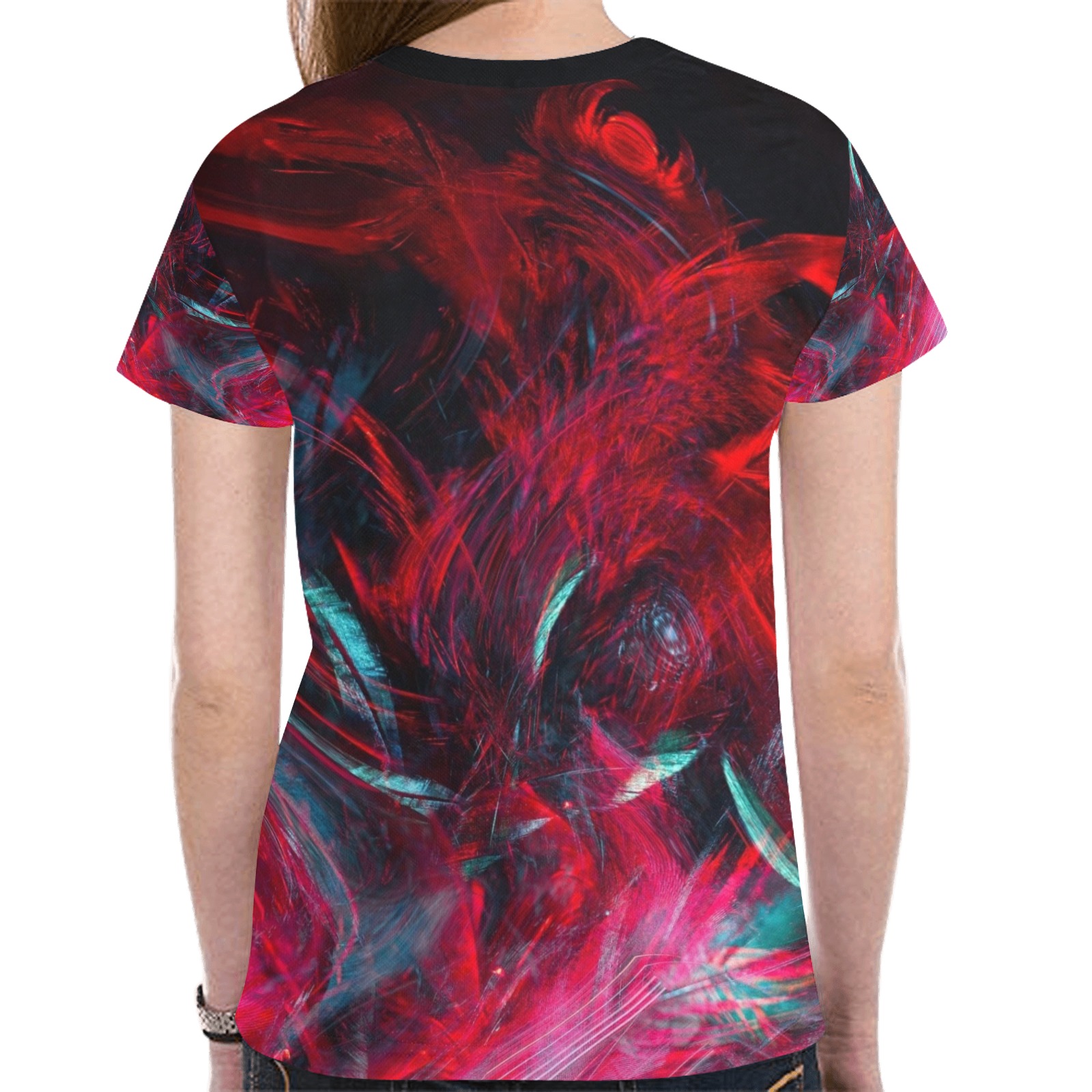Abstract-Red New All Over Print T-shirt for Women (Model T45)