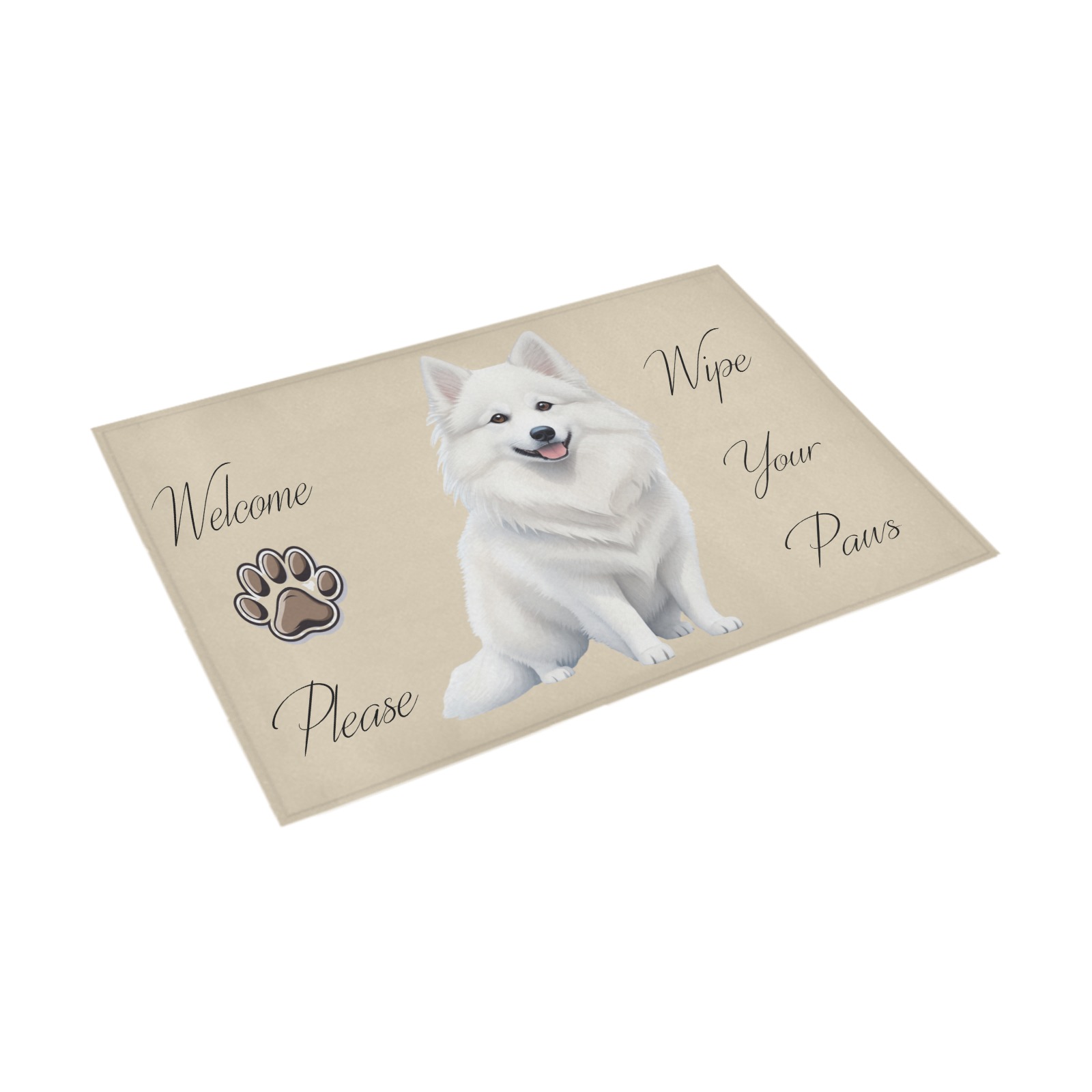 American Eskimo Dog Please Wipe Your Paws Azalea Doormat 30" x 18" (Sponge Material)