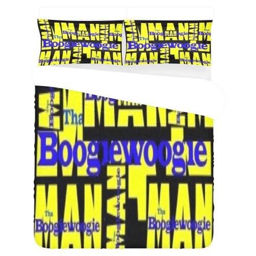 Tha Boogiewoogie Man 3 Piece Bedding Set (Black & Yellow Logos) 3-Piece Bedding Set
