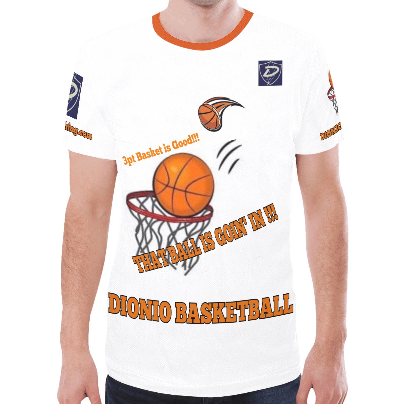 DIONIO Clothing - That Ball is Goin' In T-Shirt (White) New All Over Print T-shirt for Men (Model T45)