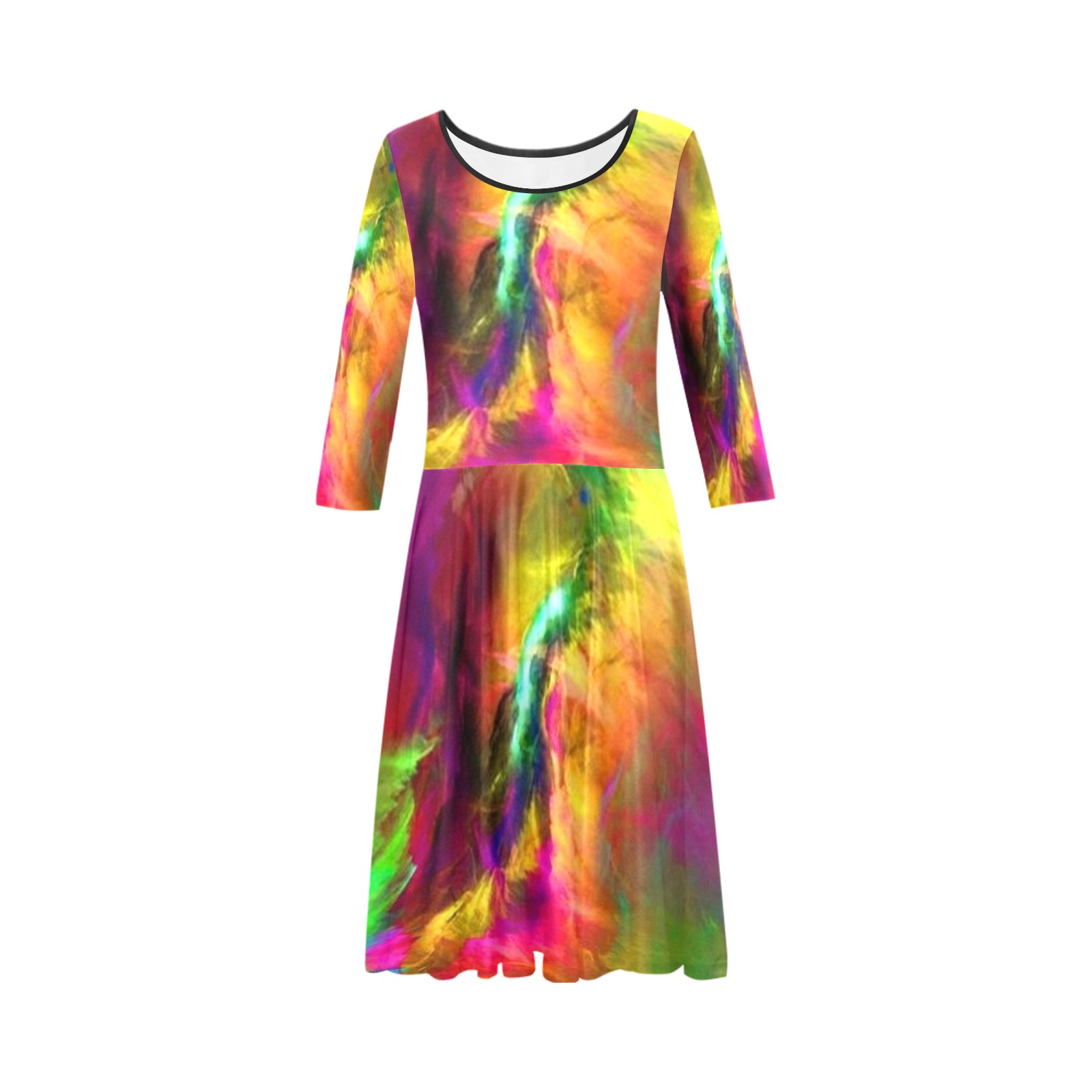 rainbow lightening Tethys Half-Sleeve Skater Dress(Model D20)
