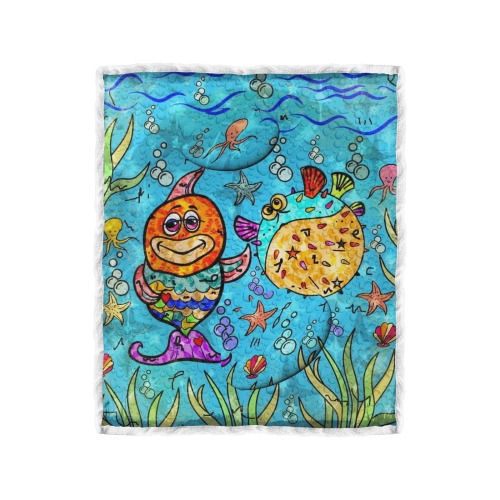 Pisces-Fische Popart by Nico Bielow Double Layer Short Plush Blanket 50"x60"