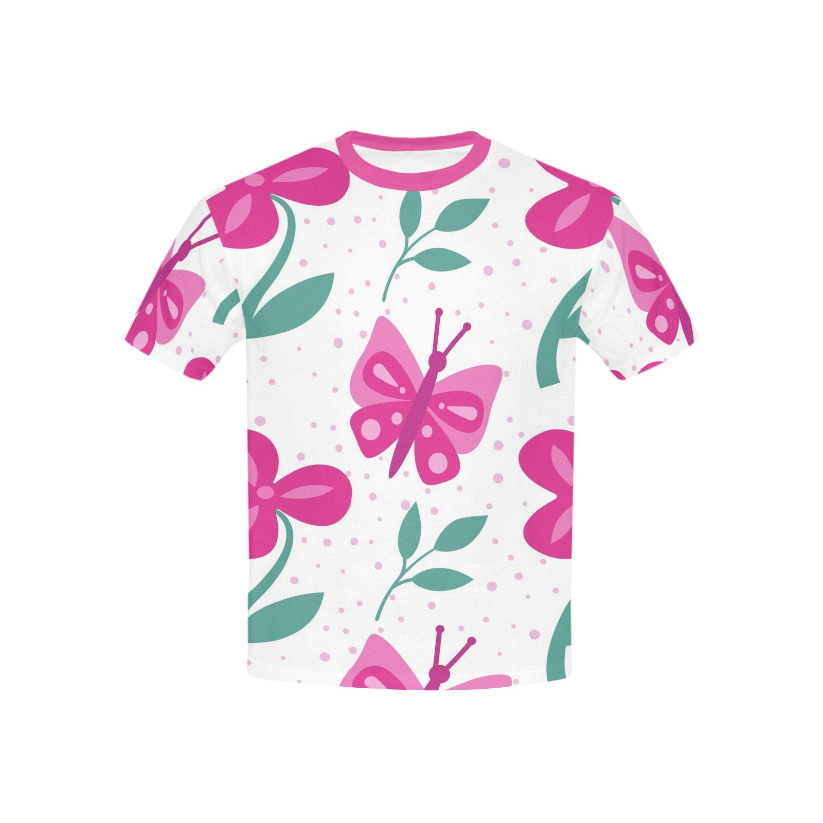 Pink Flowers and Butterflies Kids' All Over Print T-shirt (USA Size) (Model T40)