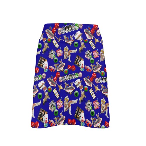 Las Vegas Gamblers Delight - Blue Women's Golf Skirt with Pockets (Model D64)