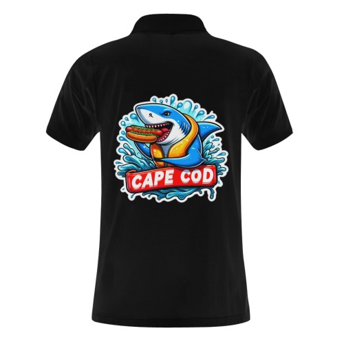 CAPE COD-GREAT WHITE EATING HOT DOG 3 Men's Polo Shirt (Model T24)