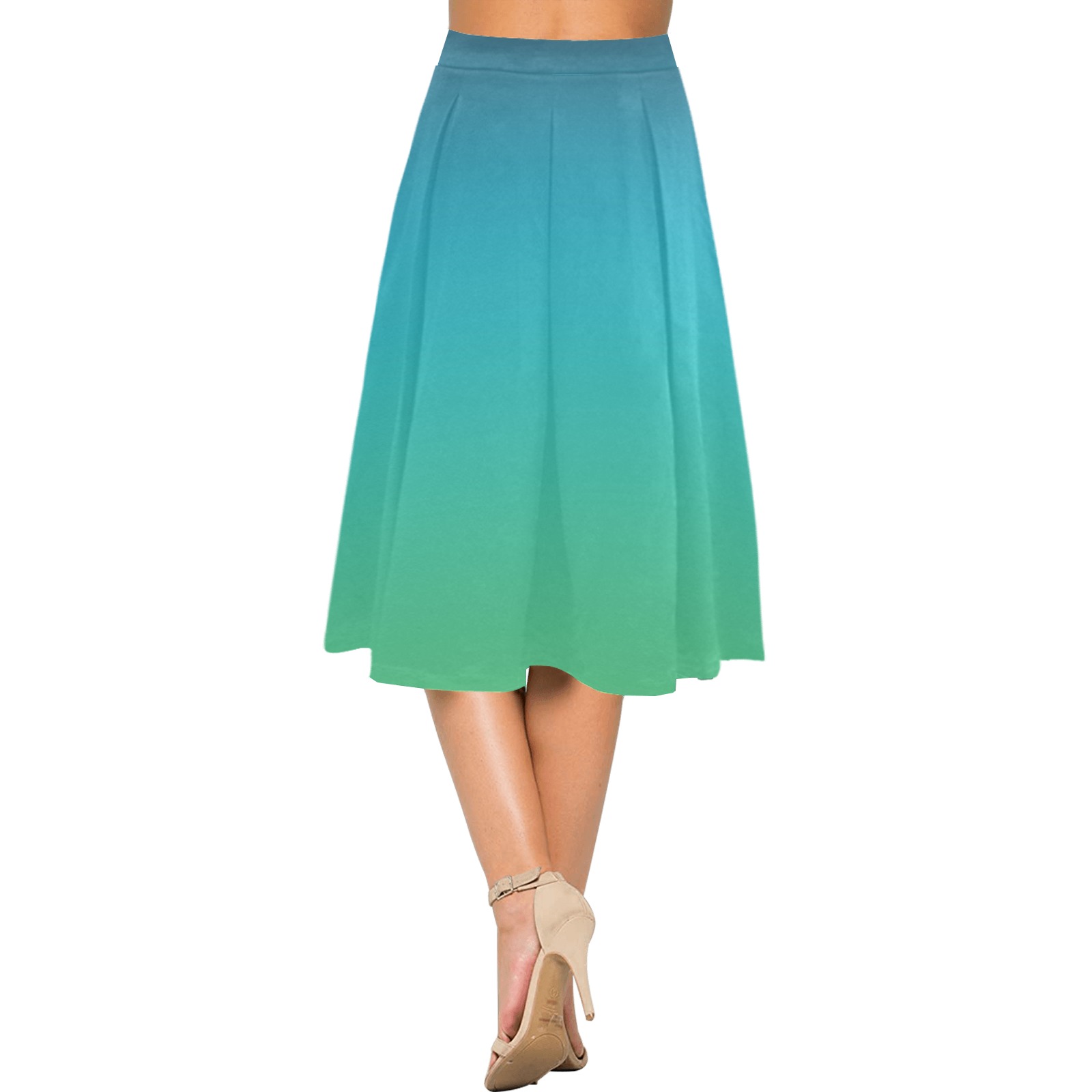 blu grn brn Mnemosyne Women's Crepe Skirt (Model D16)