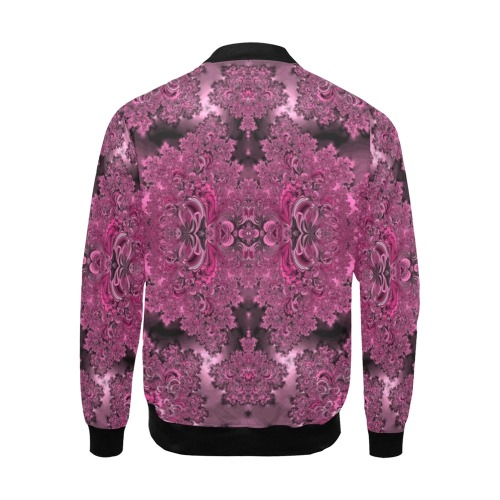 Pink Azalea Bushes Frost Fractal All Over Print Bomber Jacket for Men (Model H19)
