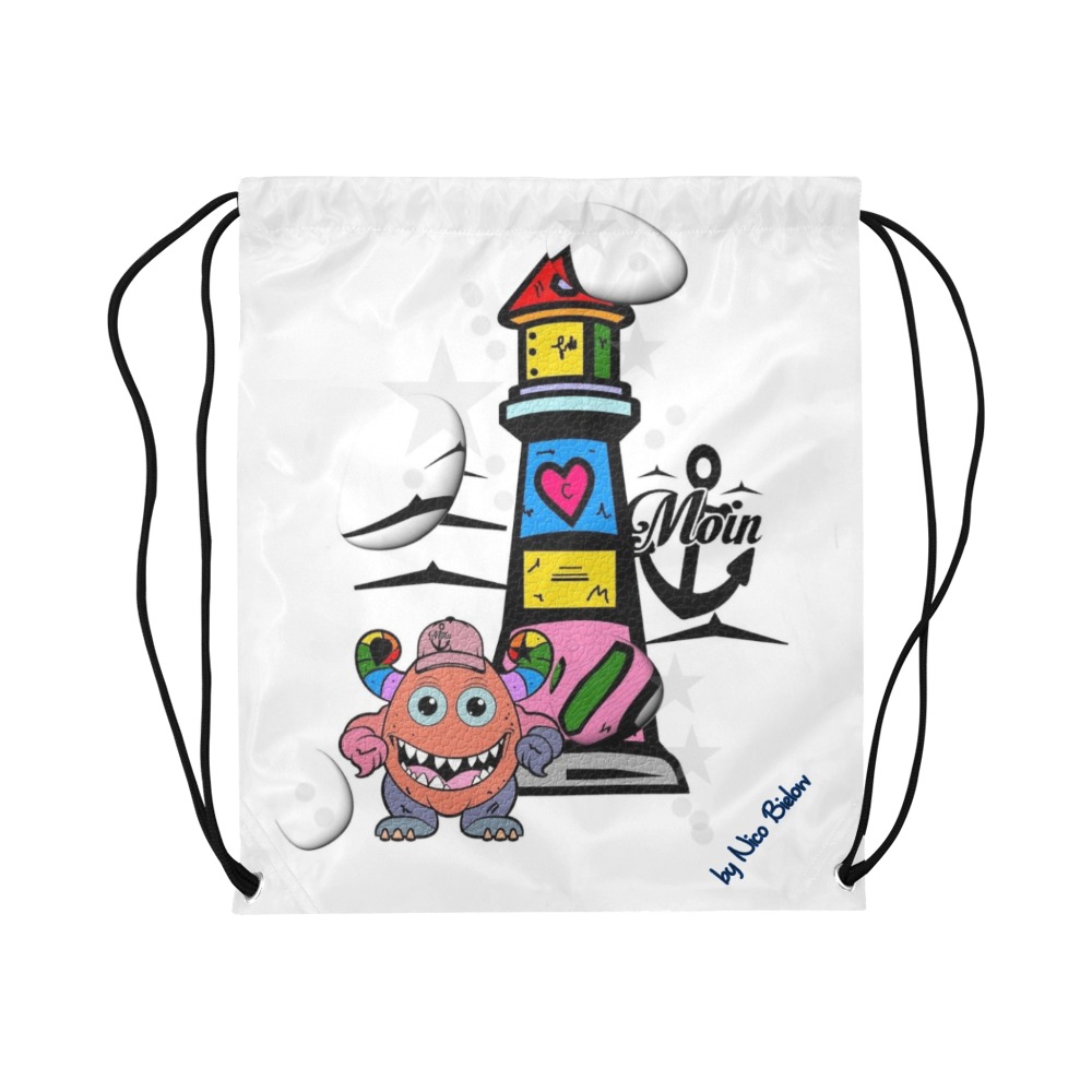 Moin Monster by Nico Bielow Large Drawstring Bag Model 1604 (Twin Sides)  16.5"(W) * 19.3"(H)