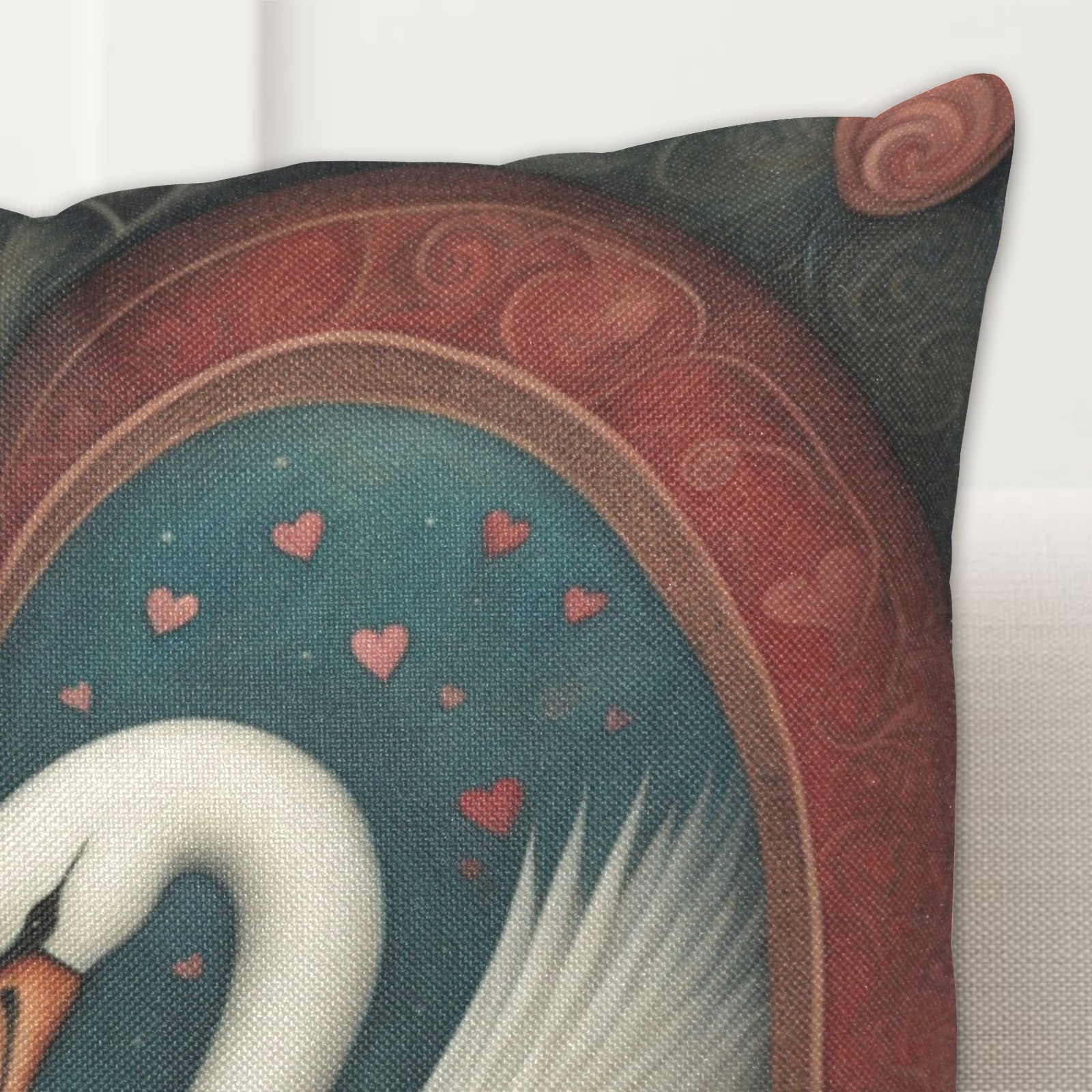 Swan Love Linen Zippered Pillowcase 18"x18"(Two Sides&Pack of 2)
