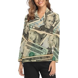 US PAPER CURRENCY Women's Long Sleeve Pajama Shirt