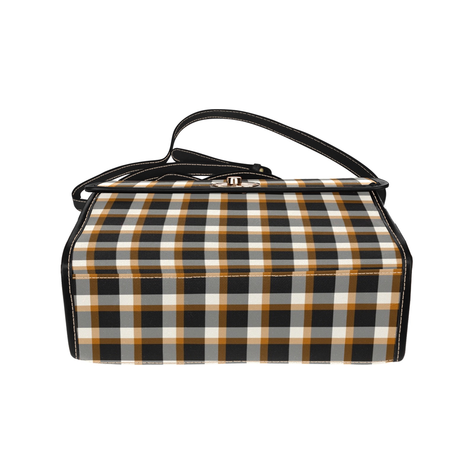 Classic Plaid (Tan) Waterproof Canvas Bag-Black (All Over Print) (Model 1641)