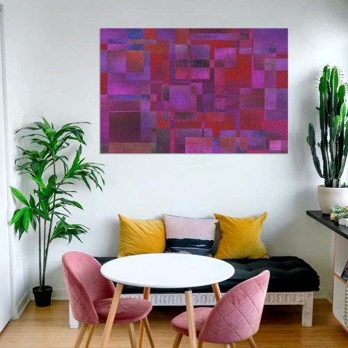 cubes purple Frame Canvas Print 48"x32"
