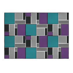 Geometric Cubes Area Rug with Black Binding 84"x60"