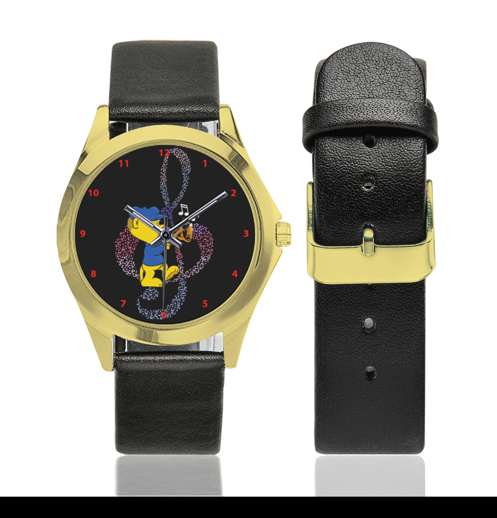 Ferald's Musical Rumpus! Unisex Silver-Tone Round Leather Watch (Model 216)
