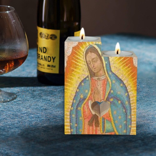 Lady of Guadalupe Wooden Candle Holder (Without Candle)