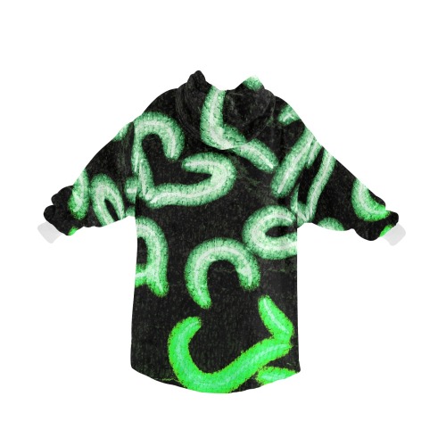 Distressed Hearts Green Blanket Hoodie for Men