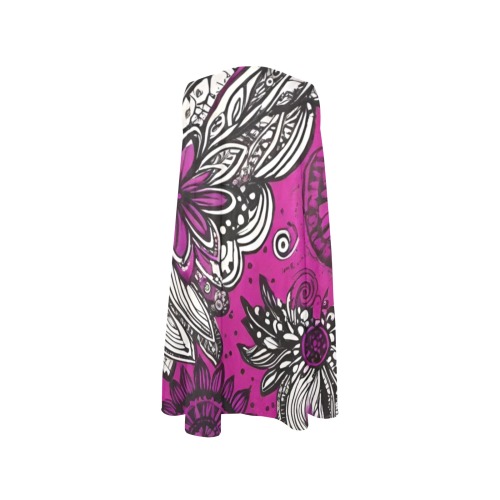 Hippy Tie Dye Pink Sleeveless A-Line Pocket Dress (Model D57)