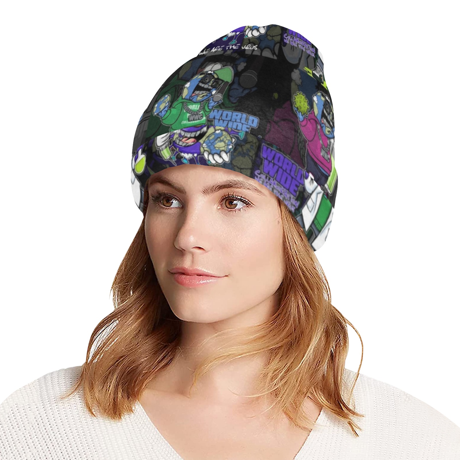 wwcfam All Over Print Beanie for Adults