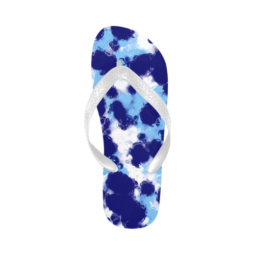 Light Blue, Navy and White Abstract Flip Flops for Men/Women (Model 040)