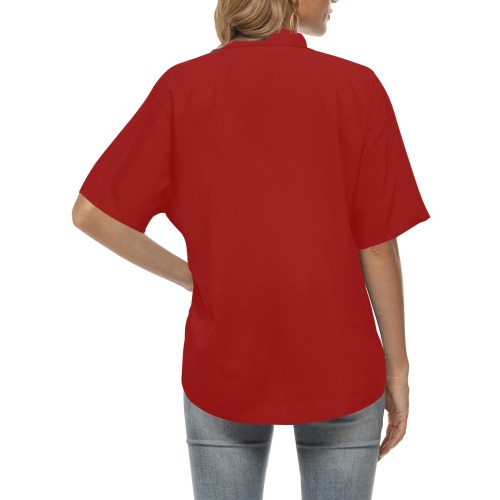 Dark Red All Over Print Hawaiian Shirt for Women (Model T58)