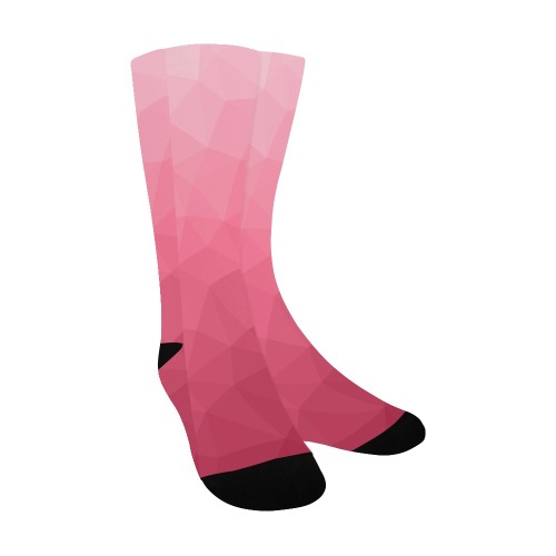 Magenta pink ombre gradient geometric mesh pattern Men's Custom Socks
