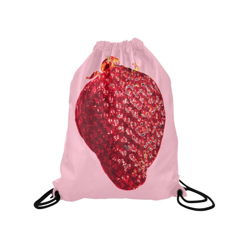 Shiny Strawberry Medium Drawstring Bag Model 1604 (Twin Sides) 13.8"(W) * 18.1"(H)