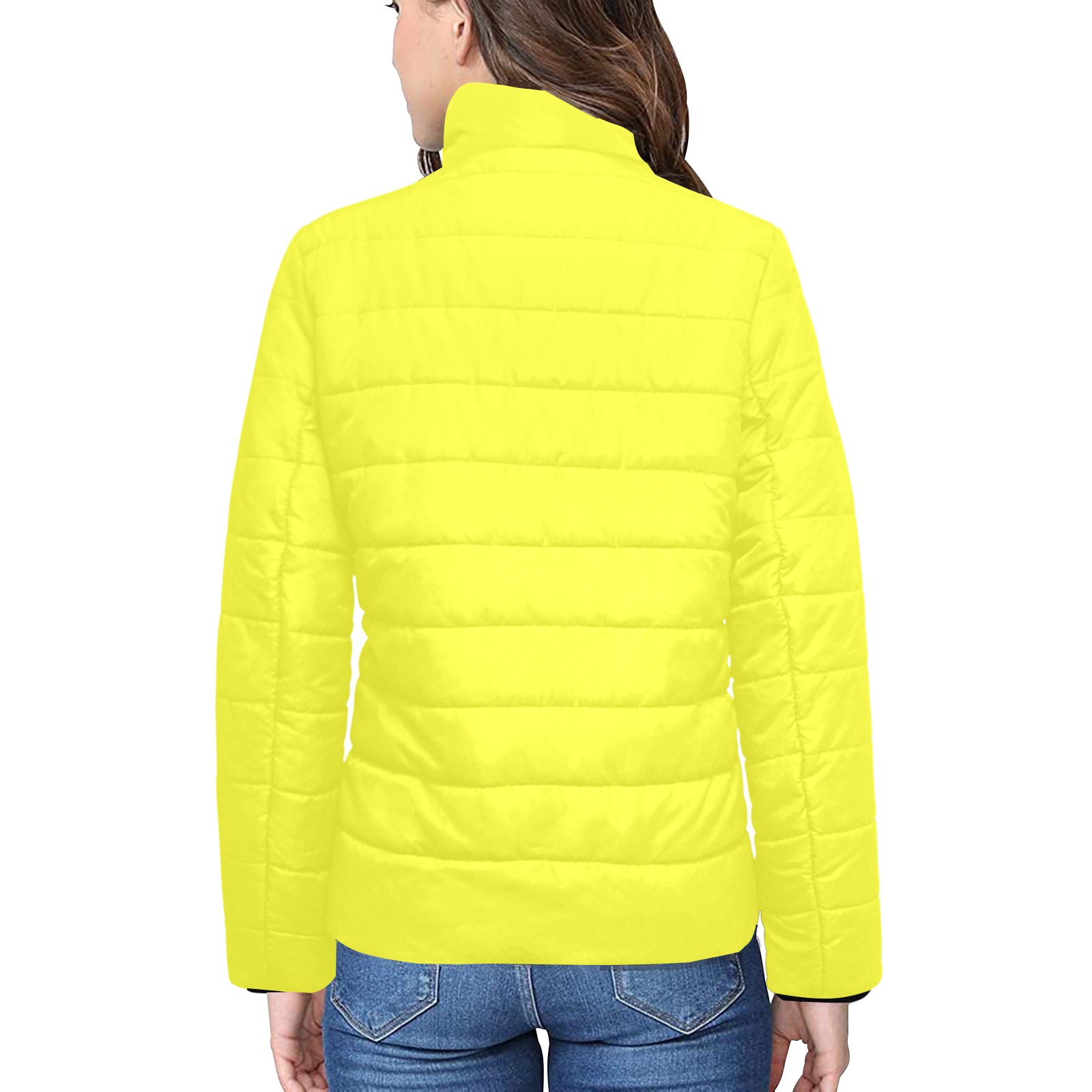 color maximum yellow Women's Stand Collar Padded Jacket (Model H41)