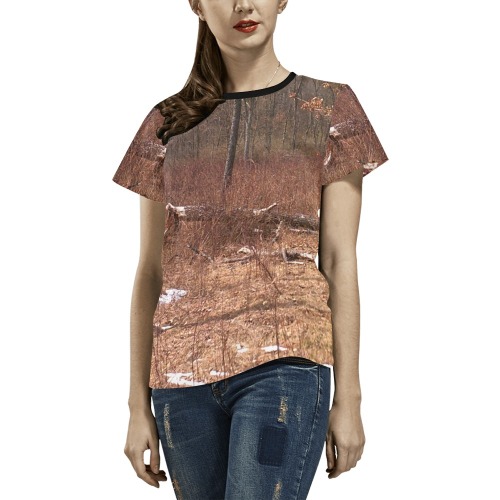 Falling tree in the woods All Over Print T-Shirt for Women (USA Size) (Model T40)
