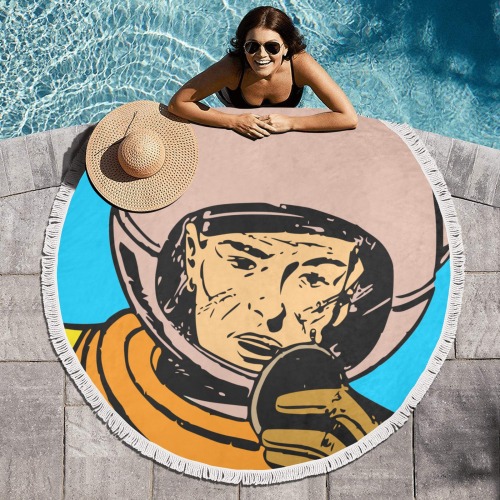 astronaut Circular Beach Shawl Towel 59"x 59"