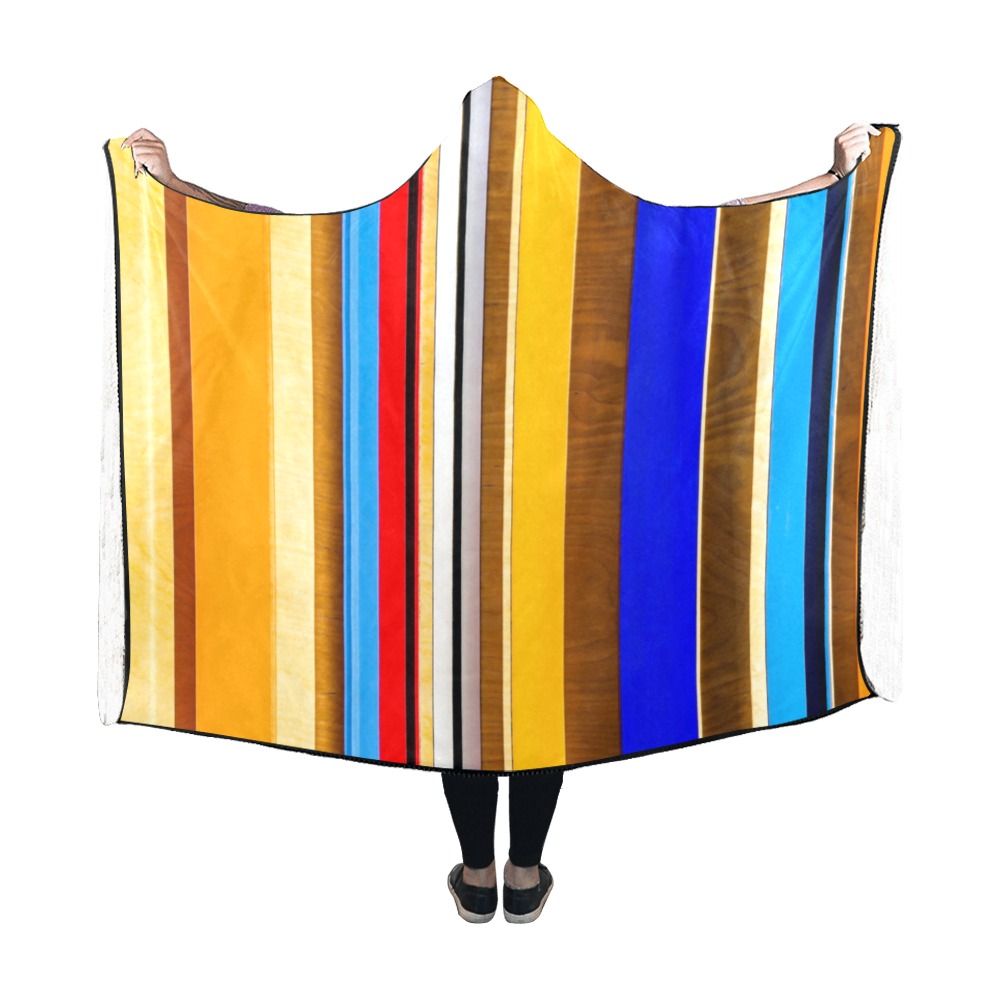 Colorful abstract pattern stripe art Hooded Blanket 60''x50''