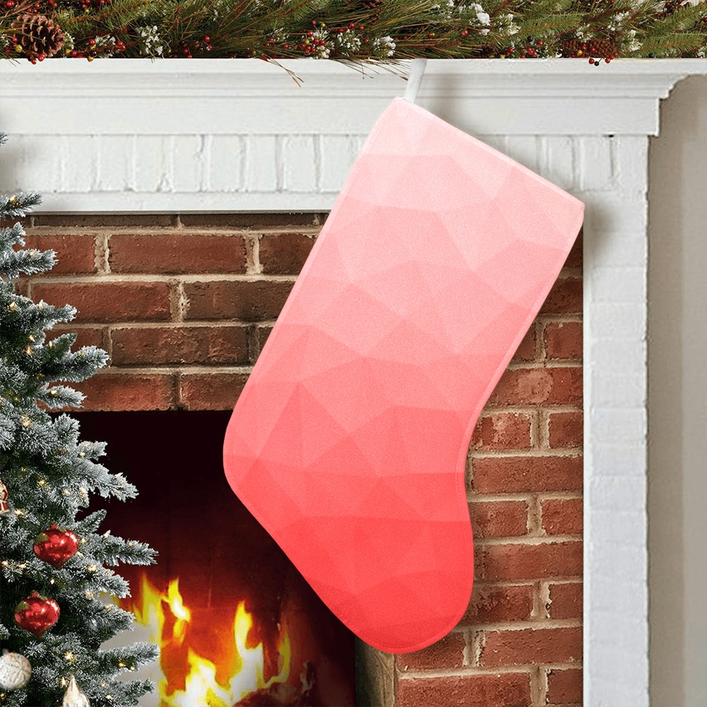Red gradient geometric mesh pattern Christmas Stocking (Without Folded Top)
