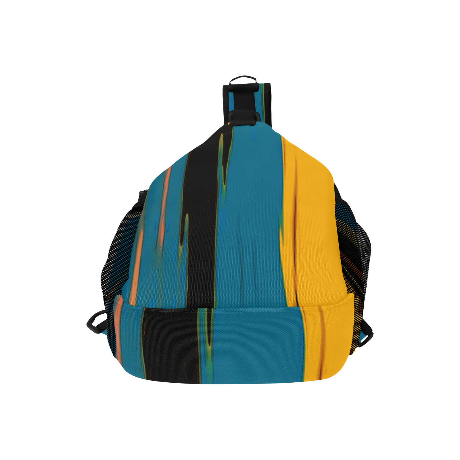 Black Turquoise And Orange Go! Abstract Art Men's Casual Chest Bag (Model 1729)