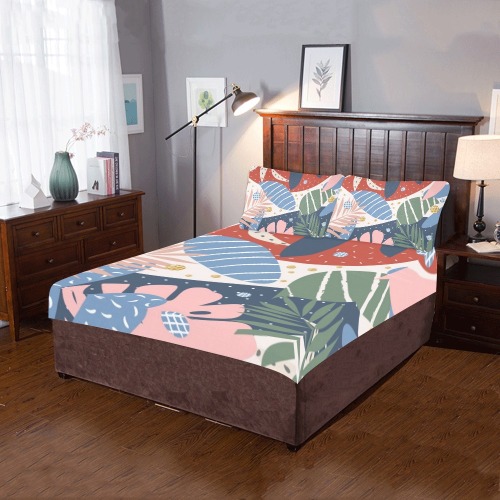 Colorful Tropical Pattern (5) 3-Piece Bedding Set