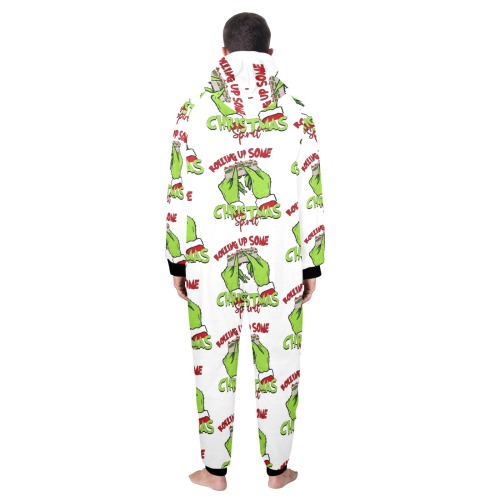 Christmas Spirit Onesie Unisex One-Piece Zip Up Hooded Pajamas