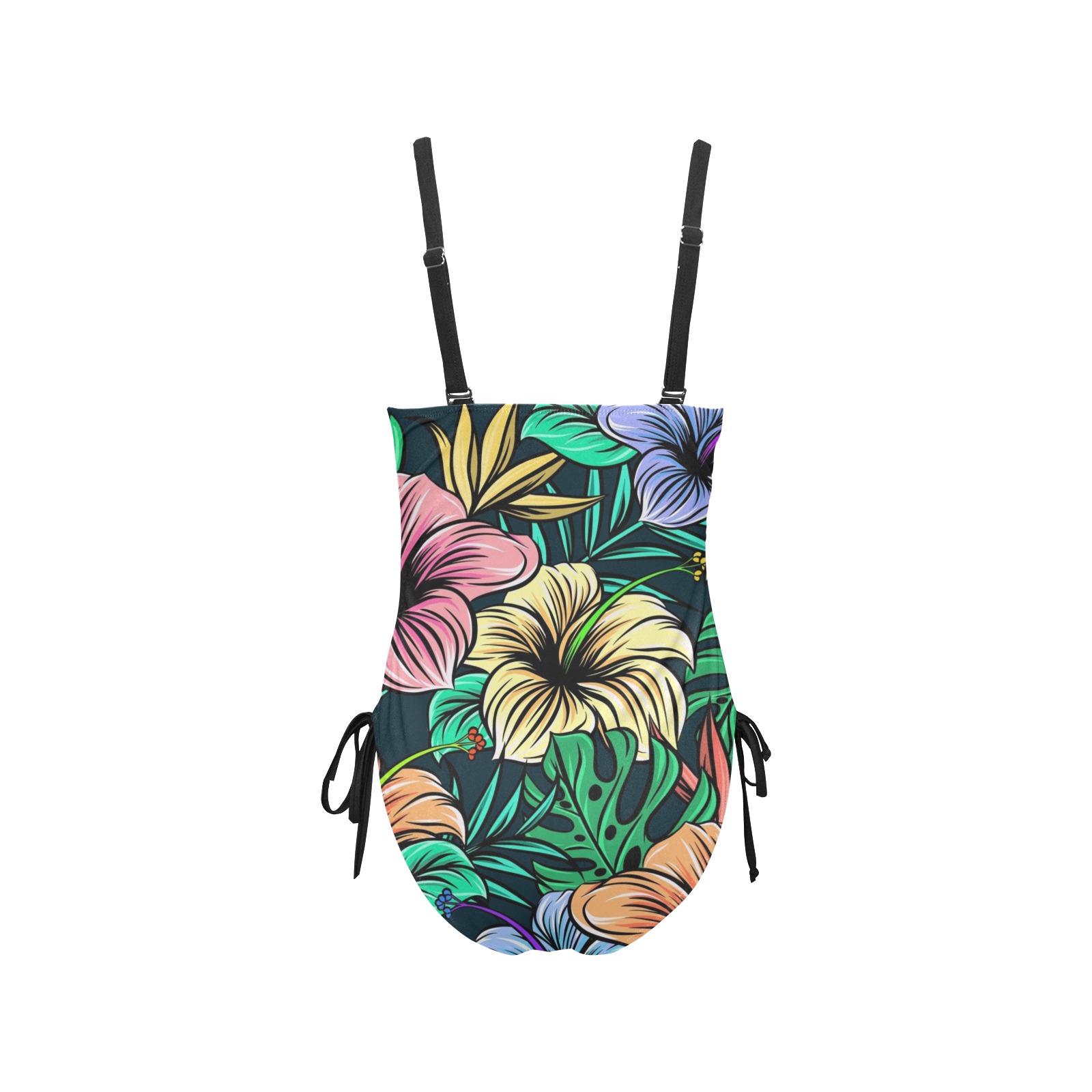 Hibiscus Dream Drawstring Side One-Piece Swimsuit (Model S14)