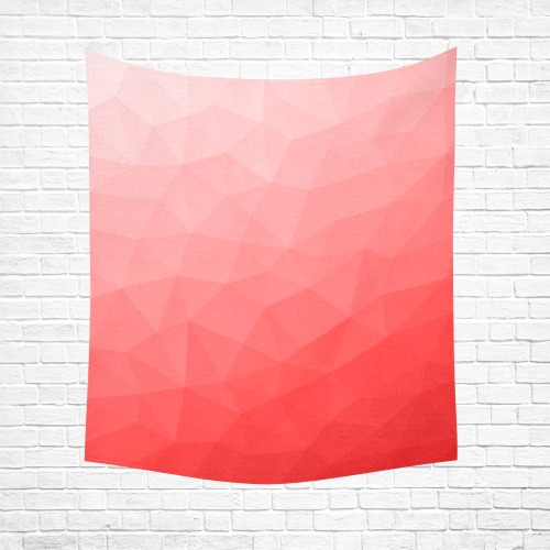 Red gradient geometric mesh pattern Cotton Linen Wall Tapestry 51"x 60"