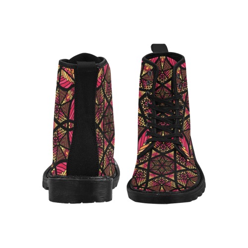 Ô Pink, Peach, Yellow Color Mandala Tile103 Martin Boots for Women (Black) (Model 1203H)