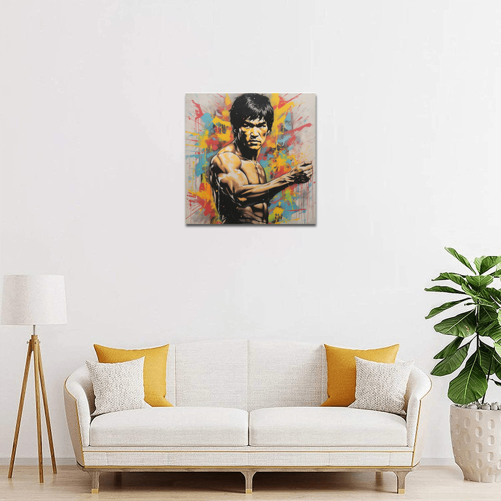 Bruce Lee in Grafitti Upgraded Canvas Print 16"x16"