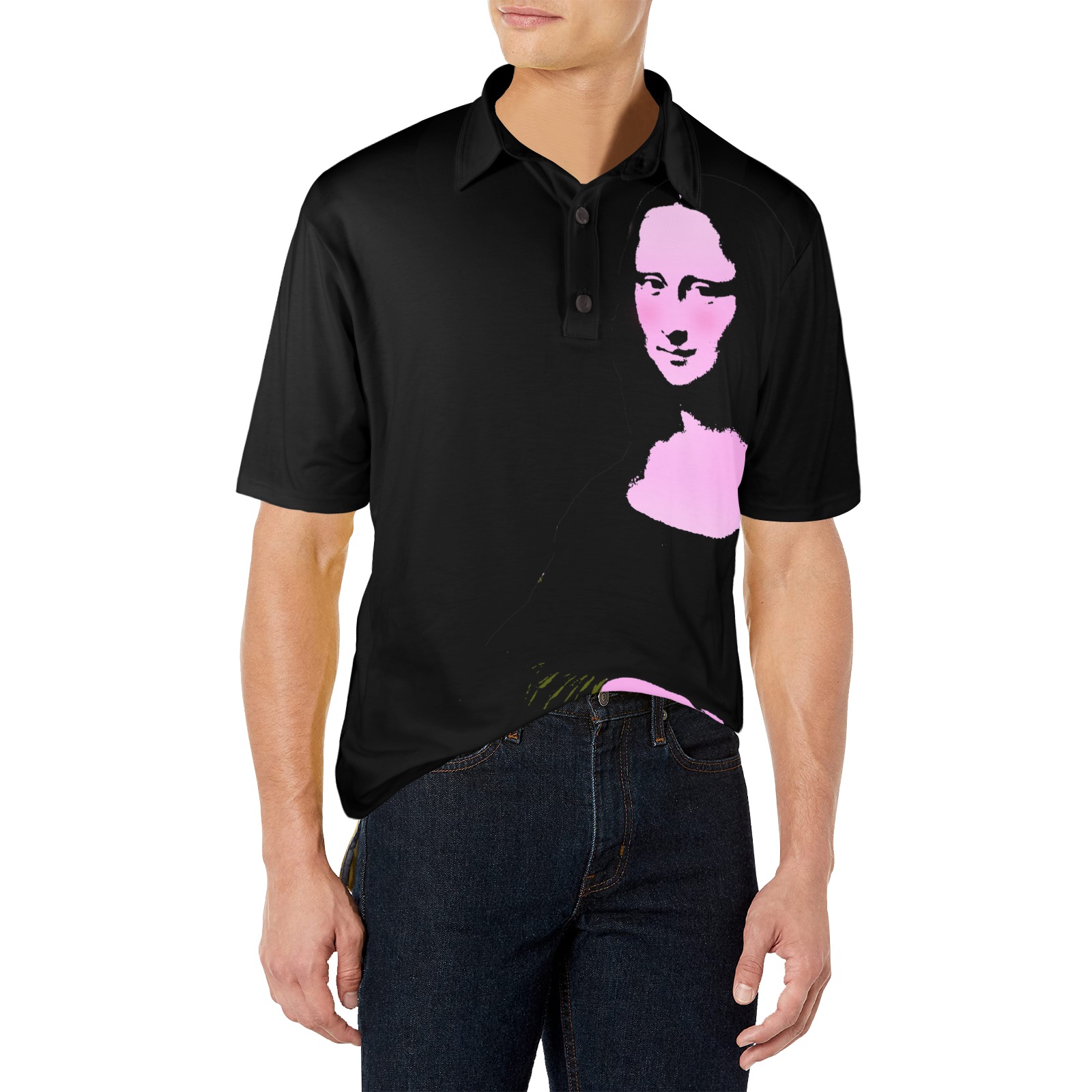 Mona Lisa Pop Art Style Men's All Over Print Polo Shirt (Model T55)